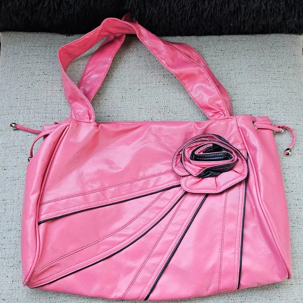 Women Fashion Shoulder Bag Purse Pink Faux Vegan Leather Bag Handbag - Picture 3 of 13